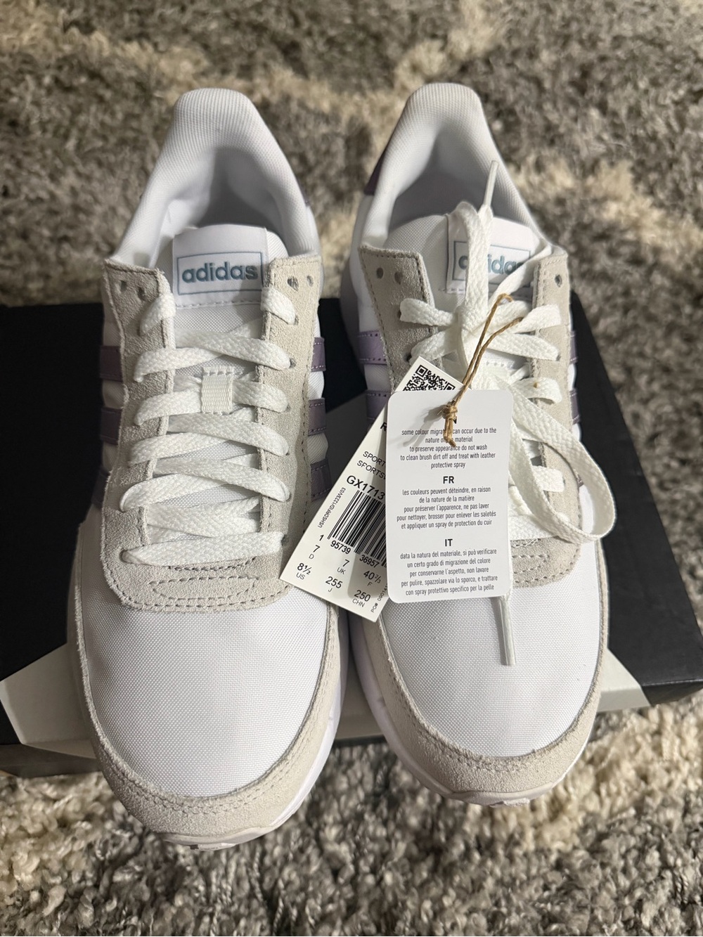 adidas White and Light Purple Run 60s 2.0